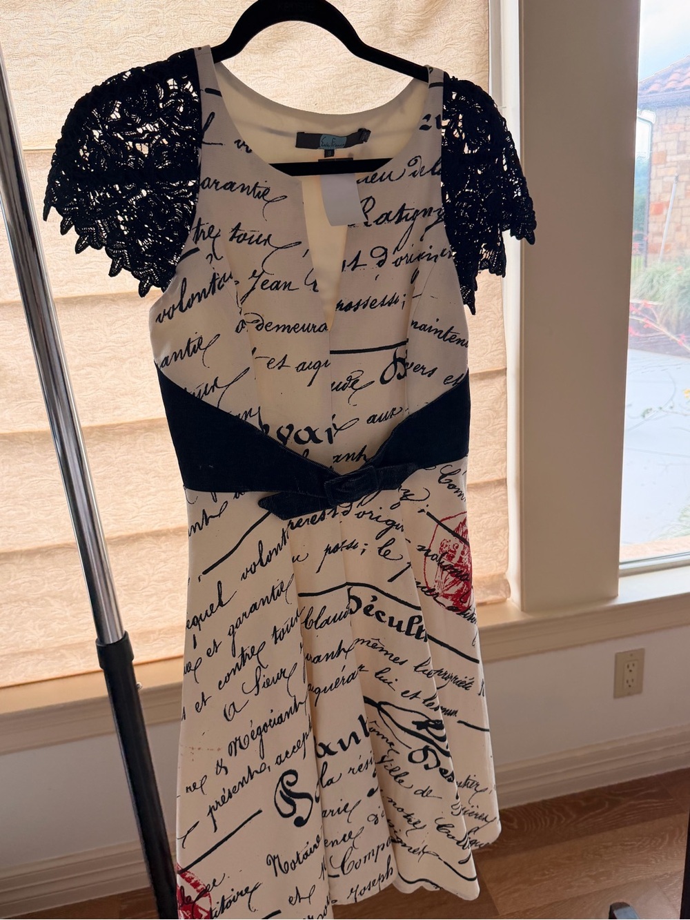 Rare Eva Franco Ivory Script Anthropologie Choreography Dress
